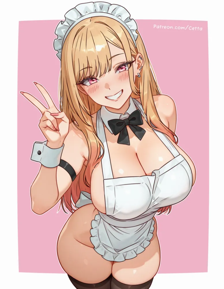 Kitagawa Marin (Sono Bisque Doll wa Koi wo Suru) by cetta. Anime, Anime Ero, anime piercing, apron, cettadvd, Kitagawa Marin, Kyonyuu, Oppai, Sono Bisque Doll wa Koi wo Suru