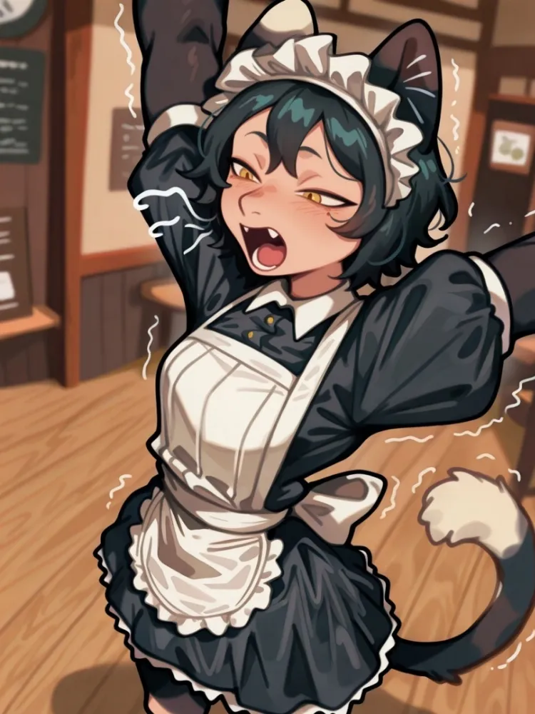 AI Izutsumi (dungeon meshi) by generatornaya. AI, Animal Ears, Anime, Anime Ears, cat girl, catgirl, dungeon meshi, housemaid, Izutsumi, maid, neko, nekomimi, neuralart