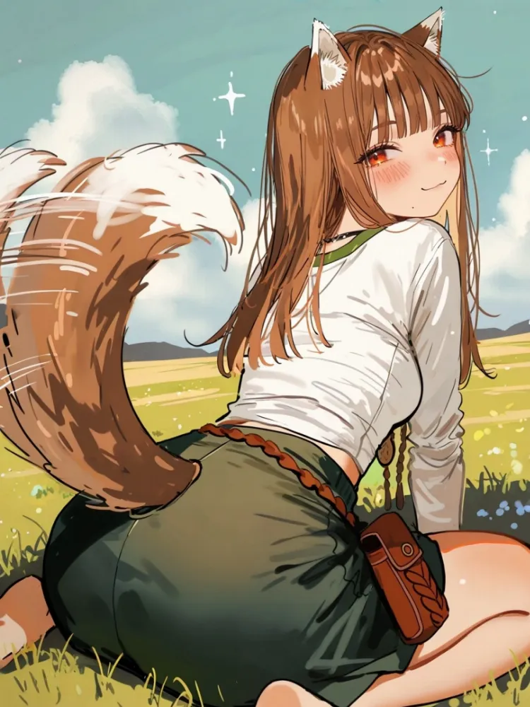 AI Horo (spice and wolf) by generatornaya. AI, Animal Ears, Anime, Anime Ears, Anime Ero, fox girl, foxgirl, Horo, neuralart, spice and wolf