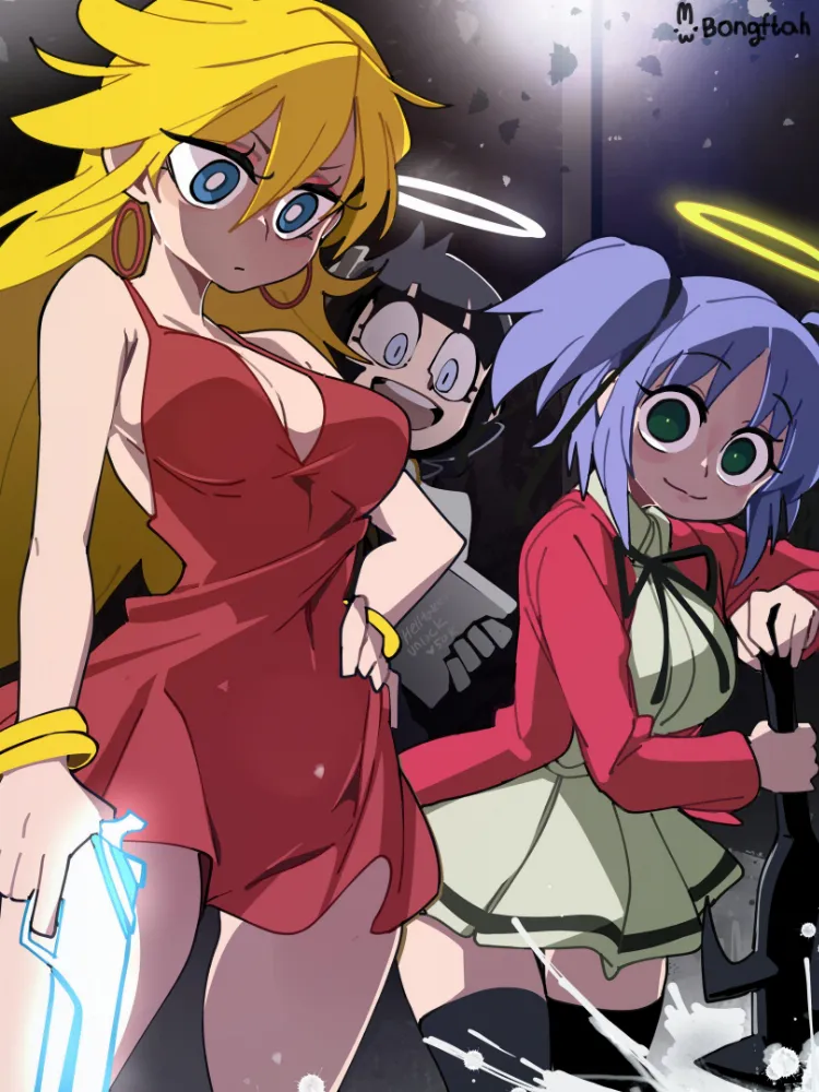 Azazel, Mitsukai Dokuro, Panty by BongF. angel girl, Anime, Anime Ero, Azazel, bokusatsu tenshi dokuro-chan, crossover, helltaker, Mitsukai Dokuro, Panty, panty &amp; stocking with garterbelt, Psg