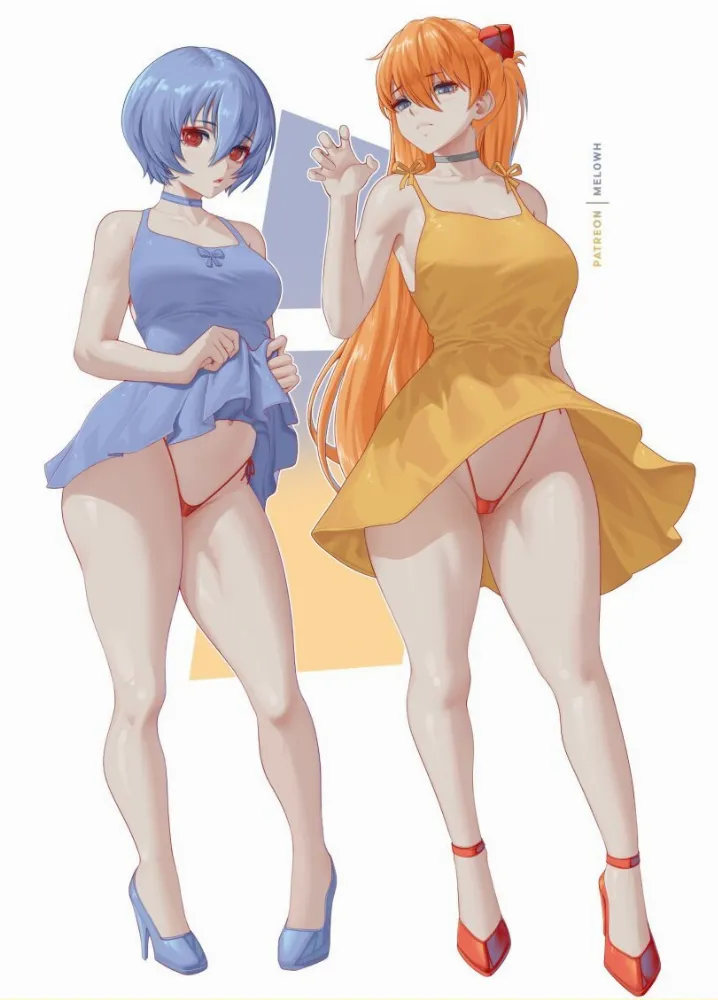 Ayanami Rei, Asuka Langley Sohryu (Evangelion) by melowh. Anime, Anime Ero, Anime Ero Pantsu, anime oldschool, Asuka Langley Sohryu, Ayanami Rei, Evangelion