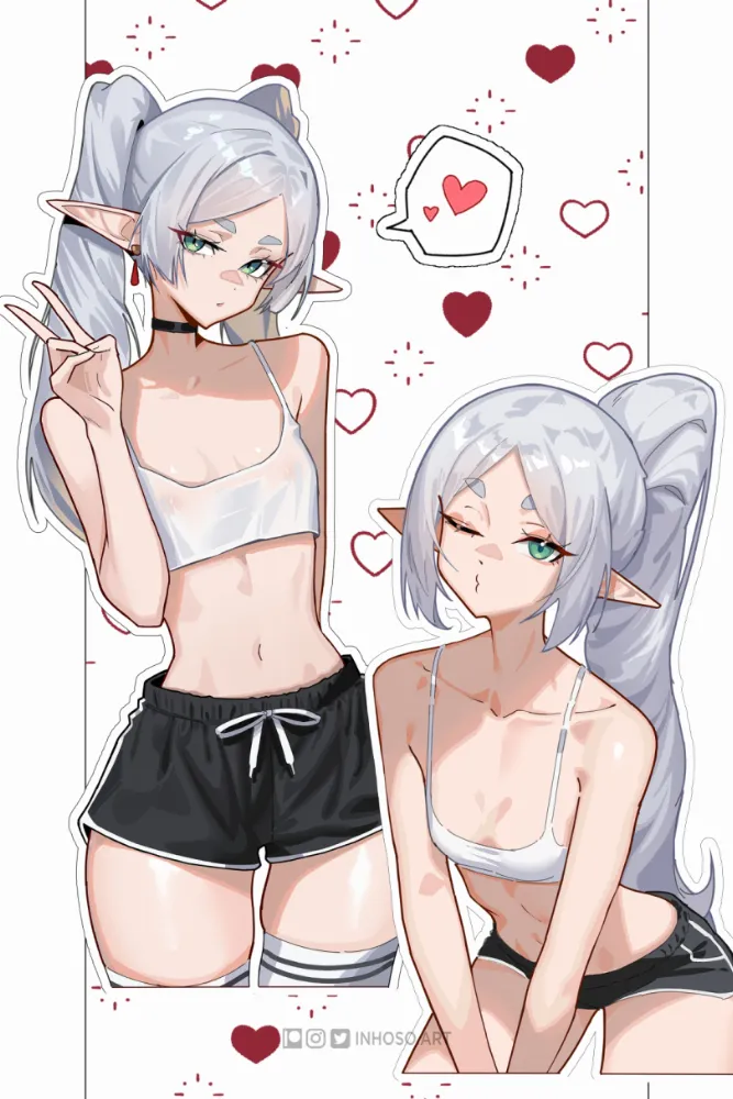 Frieren (sousou no frieren) by inhoso. Anime, Anime Ero, anime piped running shorts, elf, elf girl, fantasy, Frieren, sousou no frieren, sport girl