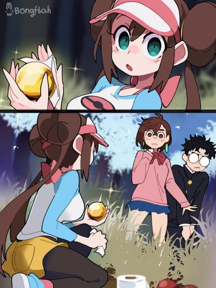 Rosa, Ayase Momo, Takakura Ken by BongF. Anime, Ayase Momo, crossover, dandadan, pokemon, Pokemon Characters, pokemon crossover, Pokemon trainers, Rosa, Takakura Ken