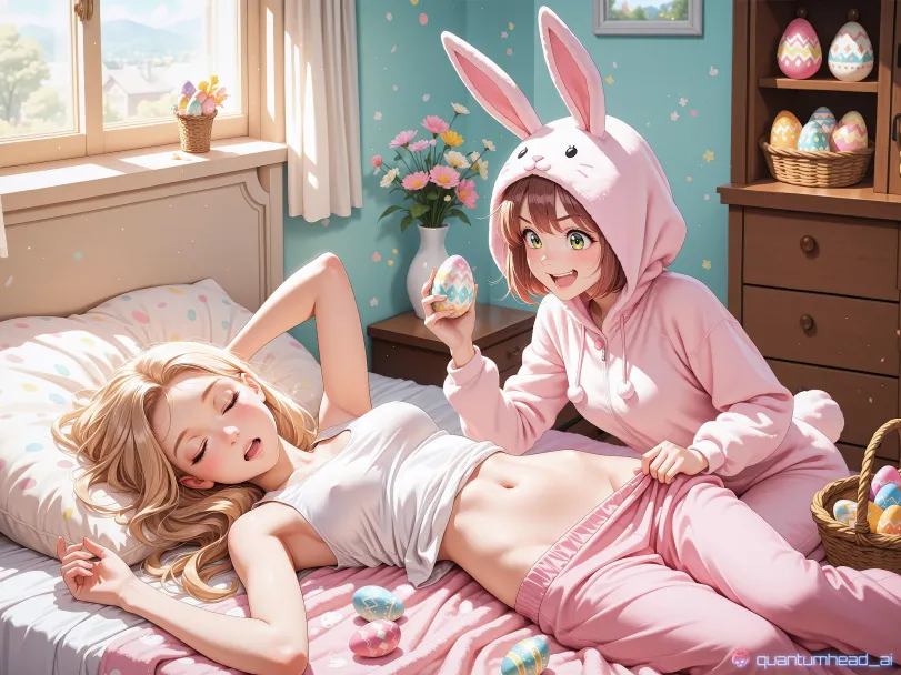 AI Easter bunny girl by QuantumHeadAI. AI, Animal Ears, Anime Ears, bunny girl, bunnygirl, Easter Bunny, Easter Bunny girl, neuralart