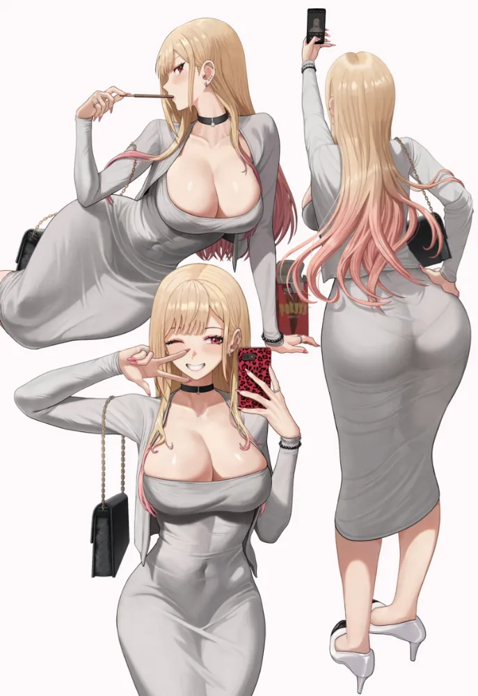 Kitagawa Marin (Sono Bisque Doll wa Koi wo Suru) by silvertsuki. Anime, Anime Ero, Anime Ero Ass, Kitagawa Marin, office girl, office lady, Sono Bisque Doll wa Koi wo Suru