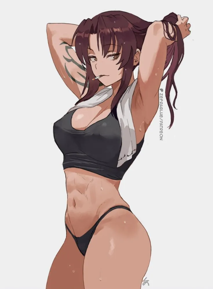 Revy (black lagoon) by ZefraBleu. Adult pantsu, Anime, Anime Ero, black lagoon, Revy, sport, sport girl