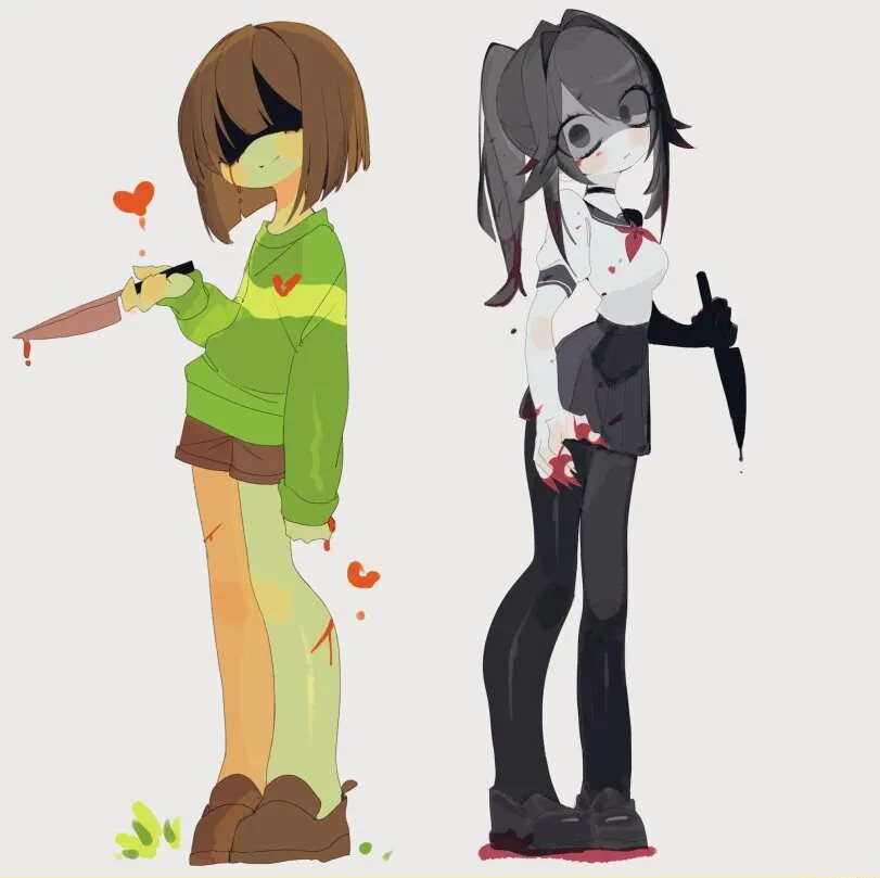 Ayano Aishi, Kris by USA. Ayano Aishi, deltarune, Kris, undertale, usa37107692, yandere simulator