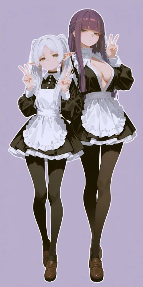 AI Fern, Frieren (sousou no frieren) by yasshy. AI, Anime, elf, elf girl, elfgirl, fantasy, Fern, Frieren, housemaid, maid, neuralart, sousou no frieren