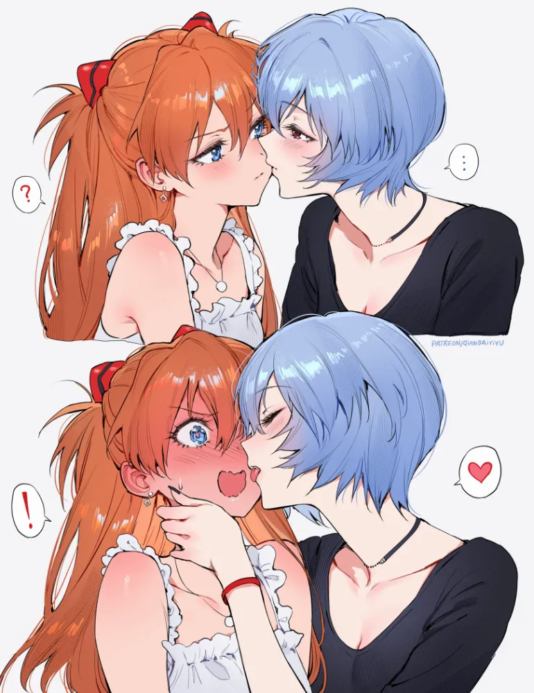 Ayanami Rei, souryuu asuka langley (Evangelion) by qiandaiyiyu. Anime, anime oldschool, Ayanami Rei, Evangelion, Shoujo Ai, souryuu asuka langley