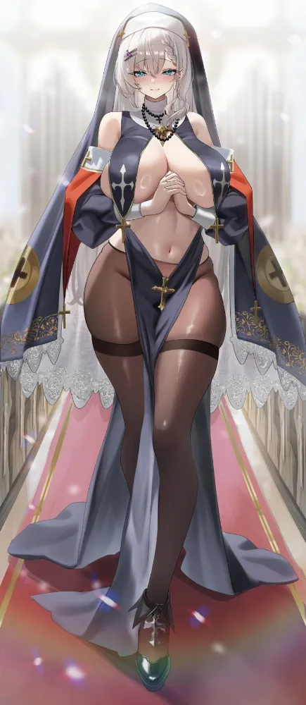 Nun girl by teddy (khanshin). Anime, Anime Ero, AO, khanshin, Kyonyuu, nun, nun girl, teddy
