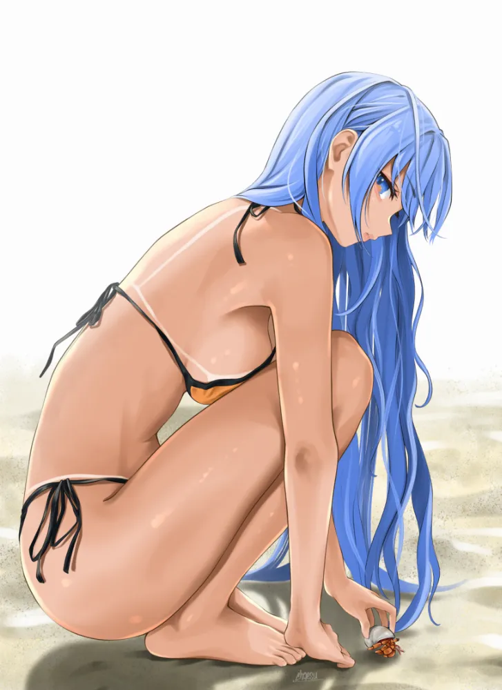 Minah by chaesu. Anime Art, anime style, bikini, Minah, original character, swimsuit, tanline