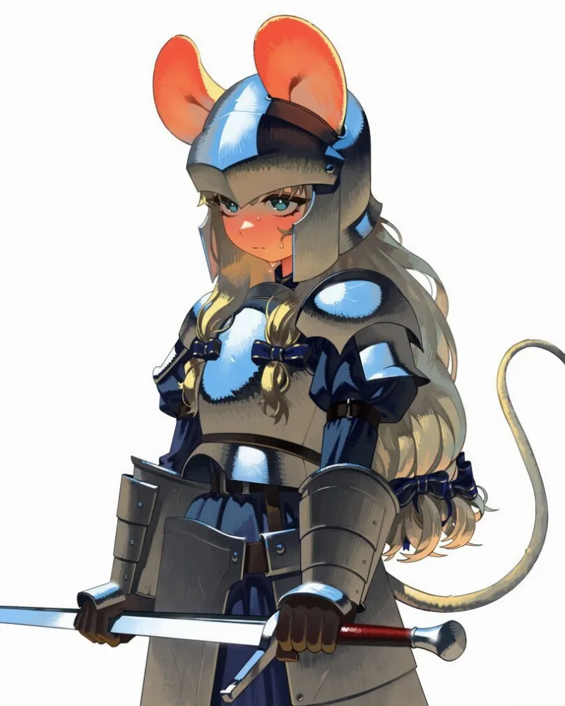 Mouse girl (rimworld) by Gemi Ningen. Animal Ears, Anime Ears, anime style, mouse girl, ratkin, rimworld, warrior girl
