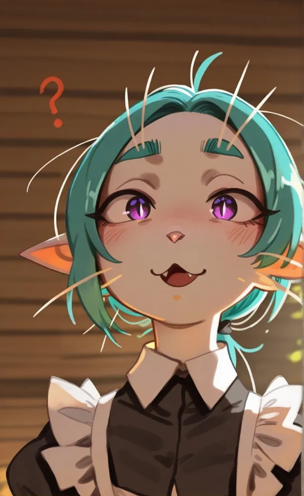 AI housemaid by generatornaya. AI, Animal Ears, Anime Ears, arirals, cat girl, catgirl, housemaid, maid, neko, neuralart, voices of the void