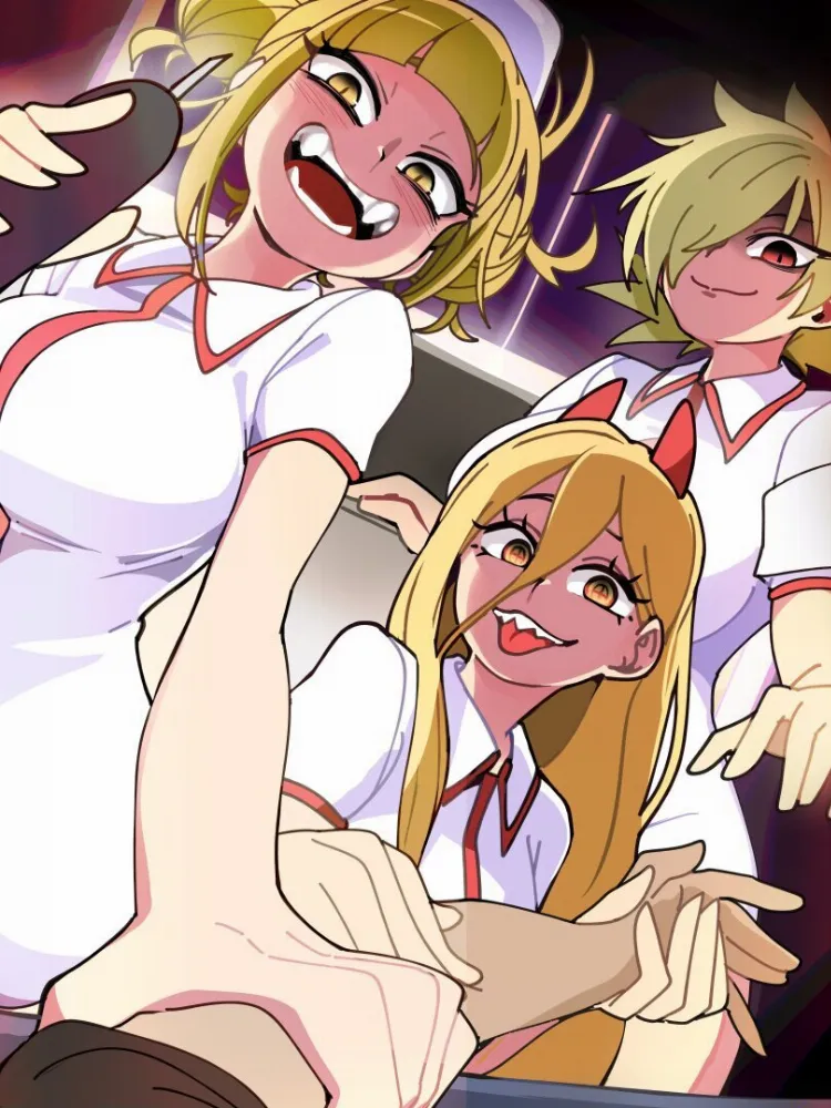 Himiko Toga, Power, Seras Victoria by BongF. Anime, Boku no Hero Academia, Chainsaw man, Demon Girl, devil girl, hellsing, Himiko Toga, monster girl, nurse, nurse girl, Power, Seras Victoria