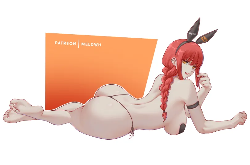 Makima (Chainsaw man) by melowh. Animal Ears, Anime, Anime Ears, Anime Ero, bikini, bunny girl, bunnygirl, Chainsaw man, Makima, oshiri, swimsuit