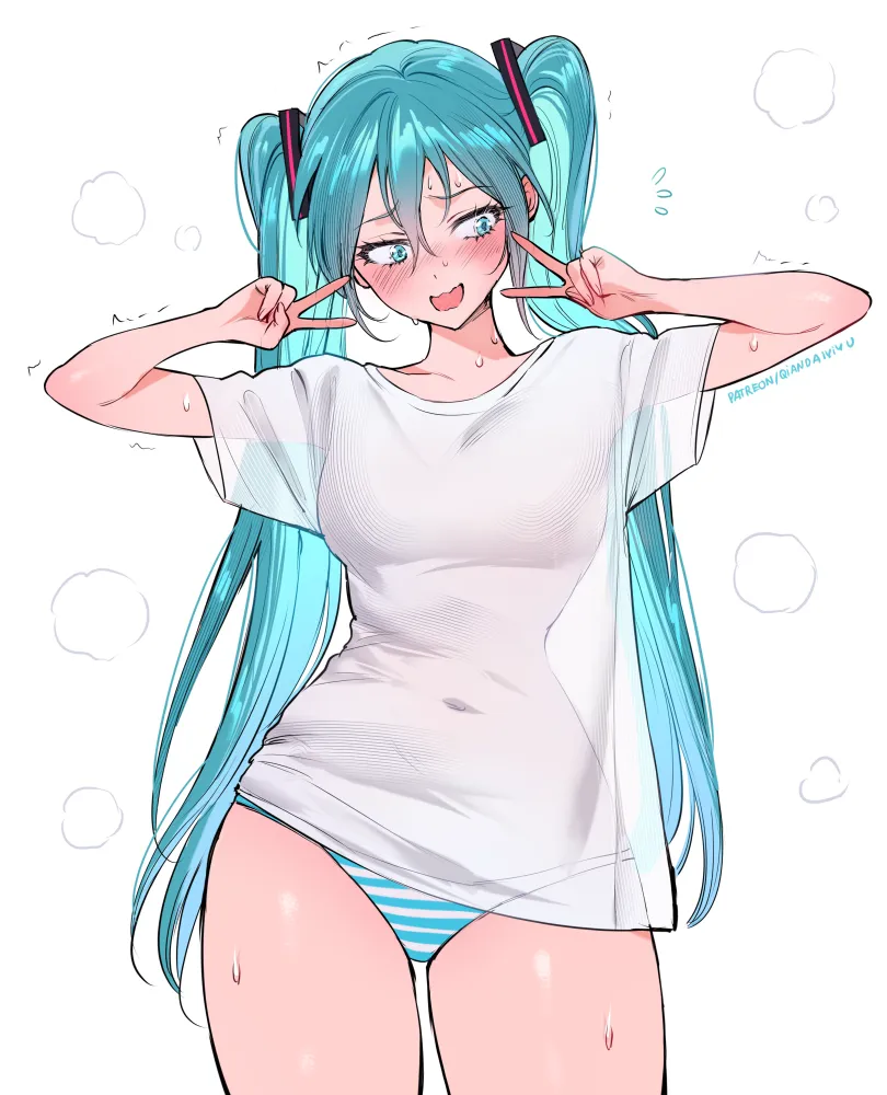 Hatsune Miku by qiandaiyiyu. Anime, Anime Ero, Anime Ero Pantsu, Anime Ero Wet, bikini, Hatsune Miku, see through, swimsuit, vocaloid, voice synthesizer