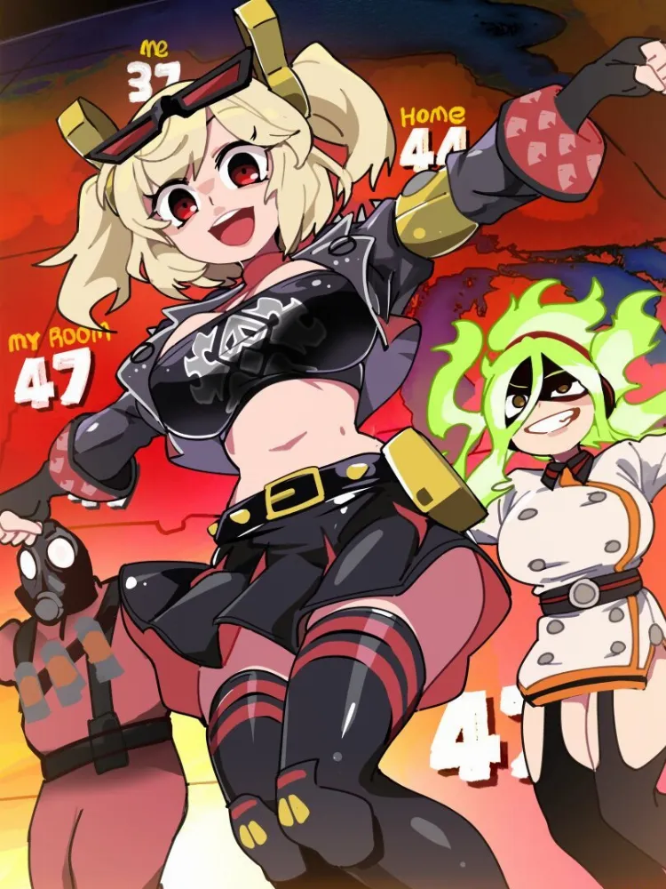 Burnice white, Kamiji Moe, Pyro by BongF. Anime, burnice white, crossover, Kamiji Moe, my hero academia, Pyro, team fortress, team fortress 2, tf2, zenless zone zero, zzz