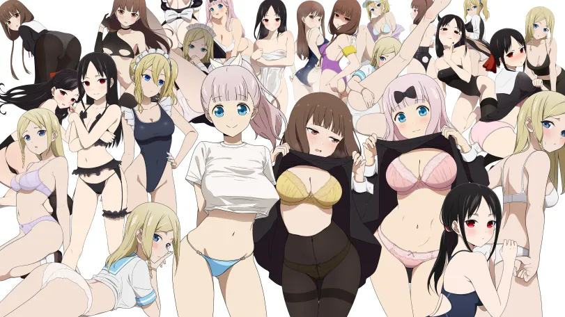 Shinomiya Kaguya, Hayasaka Ai, Fujiwara Chika, Iino Miko (kaguya-sama wa kokurasetai ~tensai-tachi no renai zunousen~) by Coro Fae. Anime, Anime Ero, bikini, Fujiwara Chika, Hayasaka Ai, Iino Miko, kaguya-sama wa kokurasetai ~tensai-tachi no renai zunousen~, Shinomiya Kaguya, swimsuit