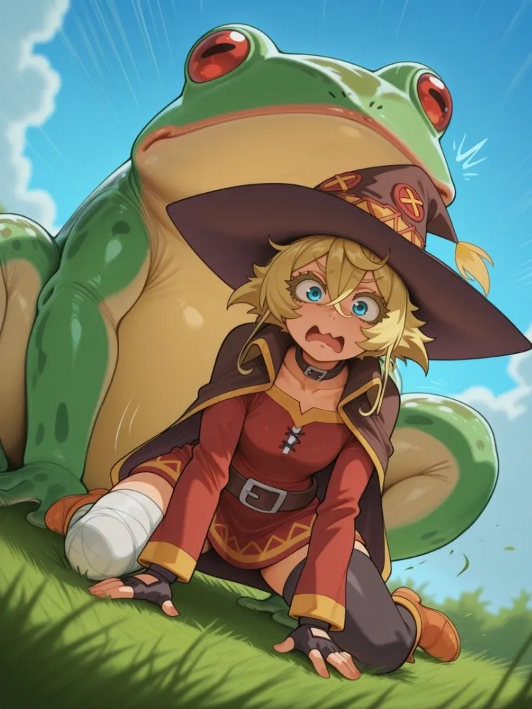 AI Megumin (konosuba) by generatornaya. AI, Anime, crossover, konosuba, Megumin, neuralart, tanya degurechaff, witch girl, youjo senki