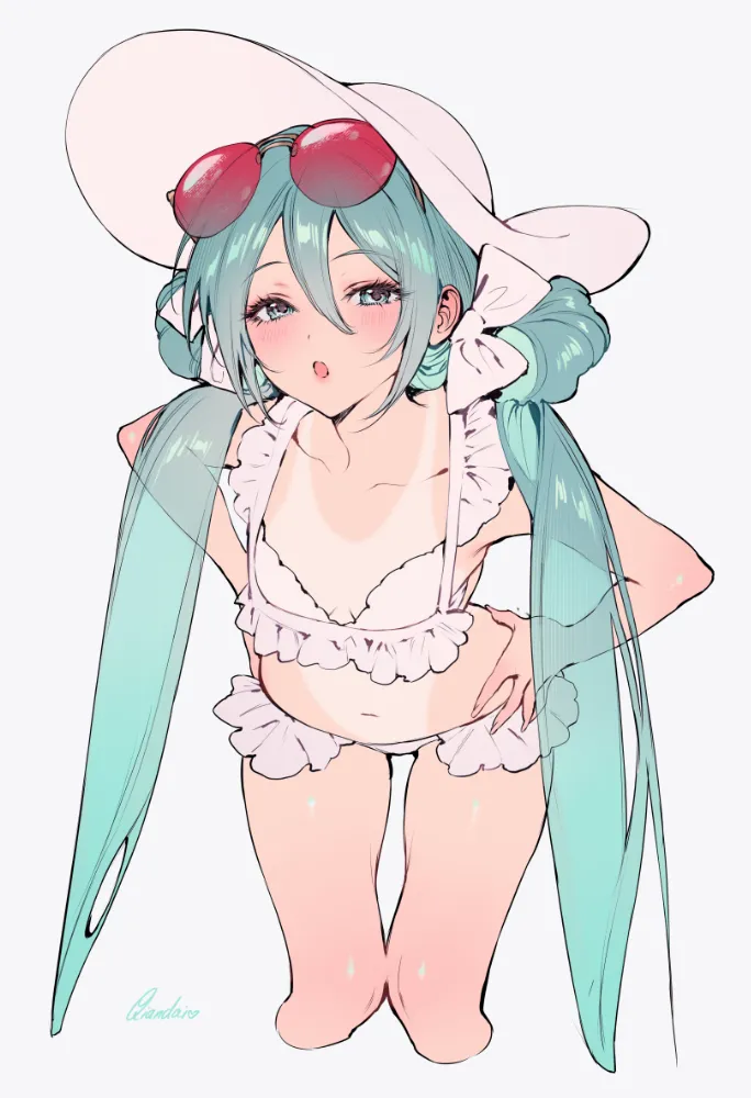Hatsune Miku by qiandaiyiyu. Anime, Anime Ero, anime ero dfc, Anime Ero Swim, bikini, Hatsune Miku, Megane, Oppai, swimsuit, tanline, vocaloid, voice synthesizer