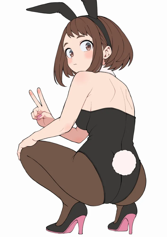 Ochako Uraraka (Boku no Hero Academia) by kobaji. Animal Ears, Anime, Anime Ears, Anime Ero, Boku no Hero Academia, bunny girl, Bunnysuit, Ochako Uraraka, oshiri