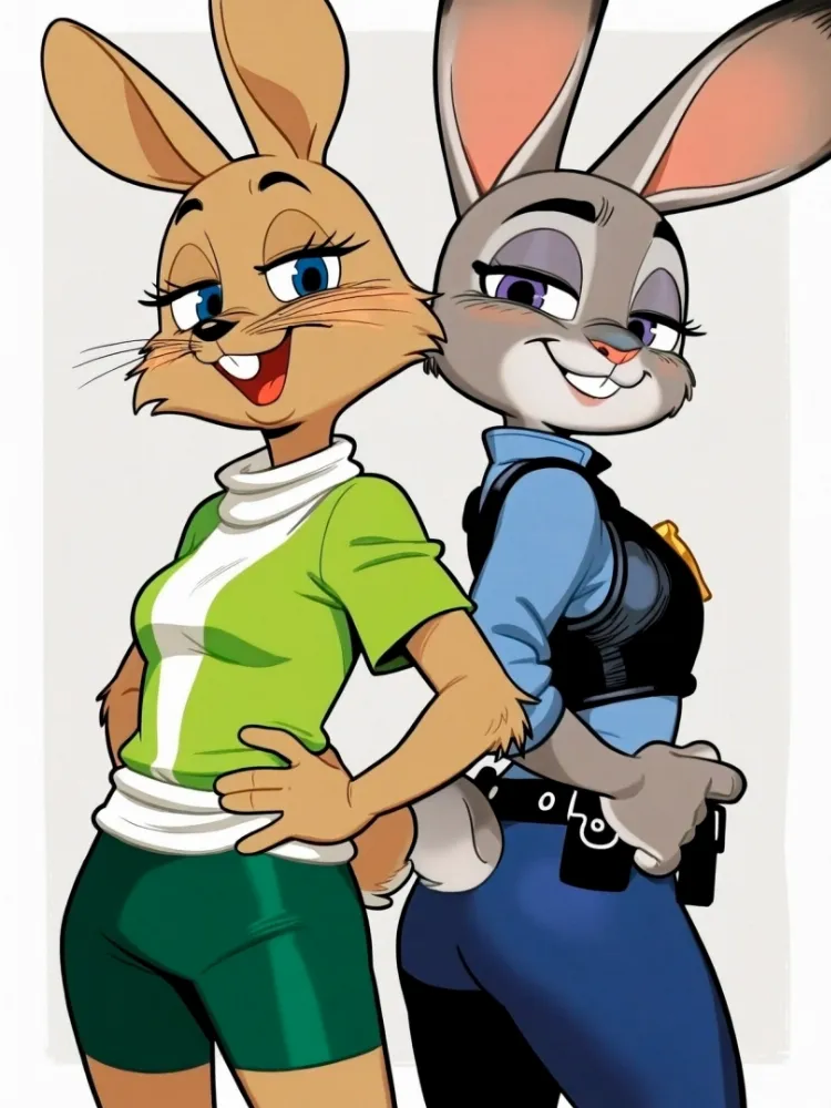 AI Judy Hopps, Nick Wilde (zootopia) by generatornaya. AI, Animal Ears, Anime Ears, anthro, anthro ero, bunny girl, bunnygirl, crossover, Judy Hopps, neuralart, Nick Wilde, Rule 63, zootopia, zootopia characters
