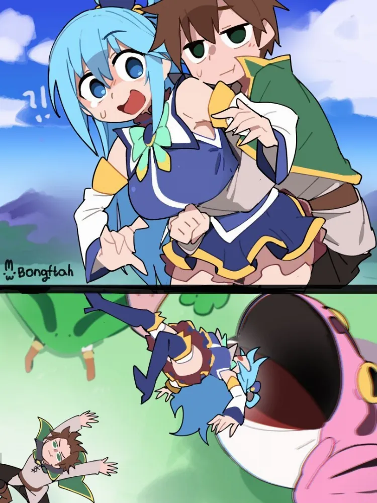 Kazuma Satou, Aqua (konosuba) by BongF. Anime, Aqua, bongftah, Kazuma Satou, konosuba