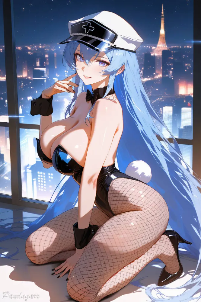 AI Esdeath (akamegakill) by Pandagarr. adoptable, AI, akamegakill, Animal Ears, Anime, Anime Ears, animefanart, animegirl, bunny girl, bunnygirl, Esdeath, exclusive, fanart, neuralart, portrait, stablediffusion, videogamefanart, wallpaper