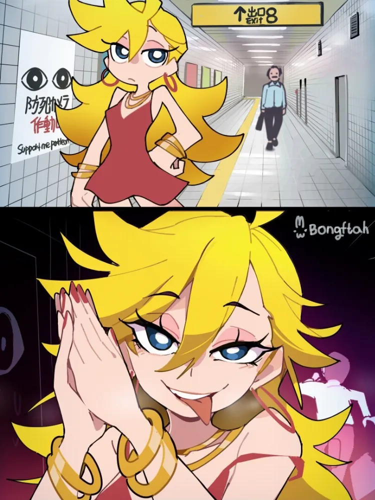Panty (panty &amp; stocking with garterbelt) by BongF. Anime, anime style, bongftah, crossover, Panty, panty &amp; stocking with garterbelt, Psg, the exit 8