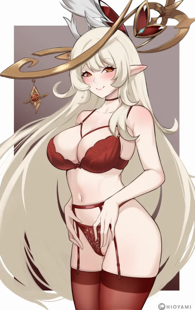Alice (Genshin Impact) by Hioyami. Alice, elf, elf girl, elfgirl, fantasy, game art, Genshin Impact, Genshin Impact Ero