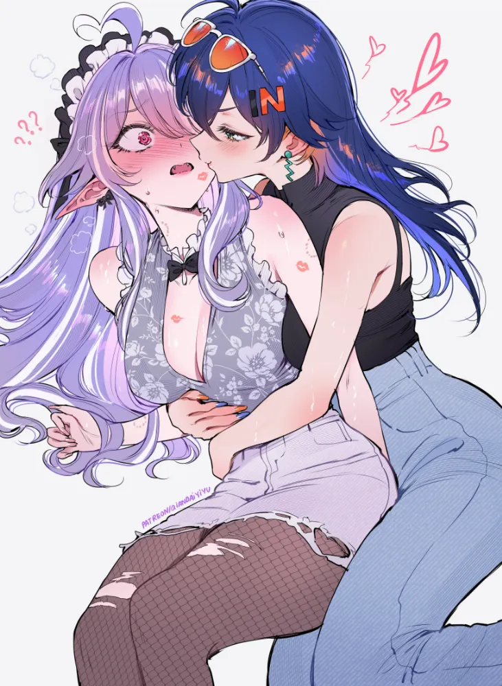 Belle, Vivian (zenless zone zero) by qiandaiyiyu. anime style, Belle, elf, elf girl, elfgirl, fantasy, Vivian, zenless zone zero, zenless zone zero ero, zzz