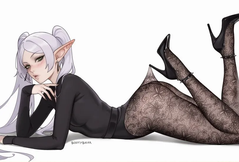 Frieren (sousou no frieren) by Bootybear. Anime, Anime Ero, elf, elf girl, fantasy, Frieren, high heels, hooked on heel, sousou no frieren