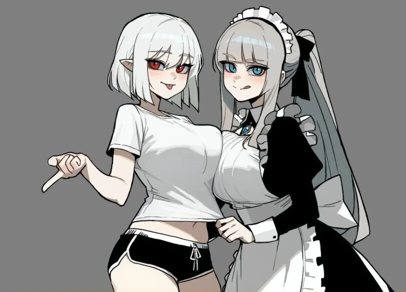Vampire girl by Insact. anime piped running shorts, elf, elf girl, elfgirl, fantasy, housemaid, maid, monster girl, vampire, vampire girl