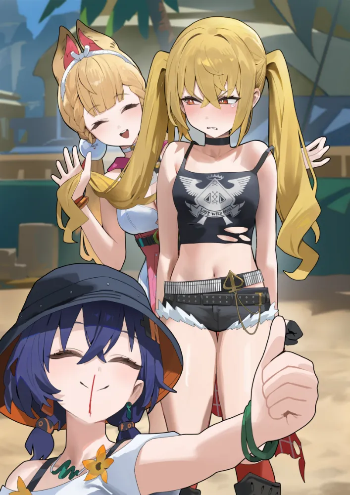 Alice Thymefield, Belle, Luciana De Montefio (zenless zone zero) by hood. Alice Thymefield, Belle, james x, Luciana De Montefio, twintails, zenless zone zero, zzz