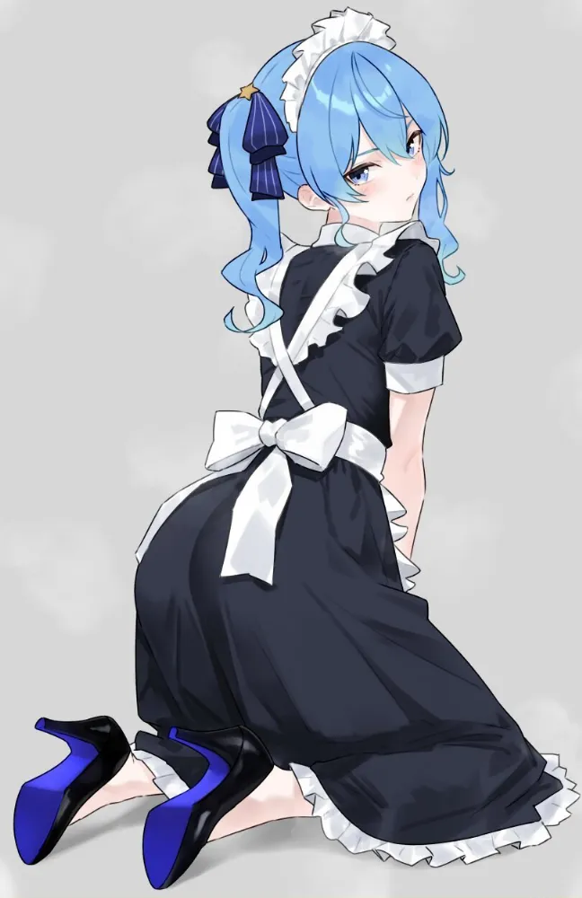 Hoshimachi Suisei (virtual youtuber) by Bluefield. hololive, Hoshimachi Suisei, housemaid, maid, virtual youtuber, vtuber