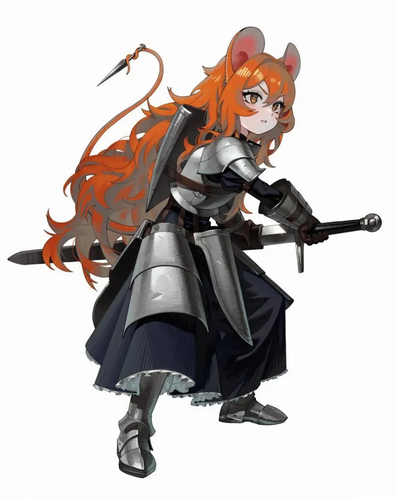Mouse girl (rimworld) by Gemi Ningen. Animal Ears, Anime Ears, mouse girl, rimworld, warrior girl