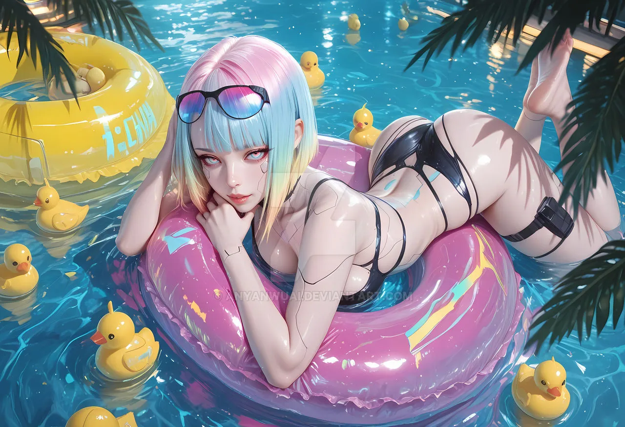 AI Lucyna Kushinada (Cyberpunk) by AnyanwuAI. adoptable, adoptadoptable, AI, AIart, Anime, animedrawing, animegirl, beautiful, beauty, bikini, cartoon, characterdesign, Cyberpunk, cyberpunkart, cyberpunkgirl, digitalart, digitalpainting, exclusiveart, fanart, fantasy, fantasyart, Lucyna Kushinada, lucynakushinada, neuralart, photography, pixelart, pool, portrait, scifi, sexy, swimsuit, videogamefanart, wallpaper