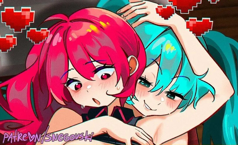 Hatsune Miku, Kasane Teto, Akita Neru by Snegovski. Akita Neru, Anime, Anime Ero, Hatsune Miku, Kasane Teto, utau, vocaloid, voice synthesizer