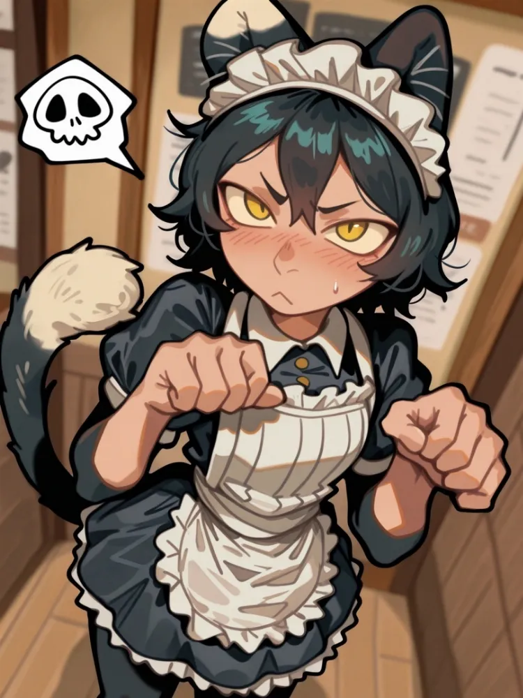 AI Izutsumi (dungeon meshi) by generatornaya. AI, Animal Ears, Anime, Anime Ears, cat girl, catgirl, dungeon meshi, housemaid, Izutsumi, maid, neko, nekomimi, neuralart