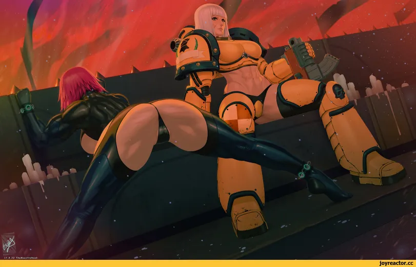 Anime art (warhammer 40000) by TheMaestroNoob. faphammer, imperial fists, imperium, iron warriors, Rule 63, space marine, warhammer 40000, wh crossover, wh other, wh r63