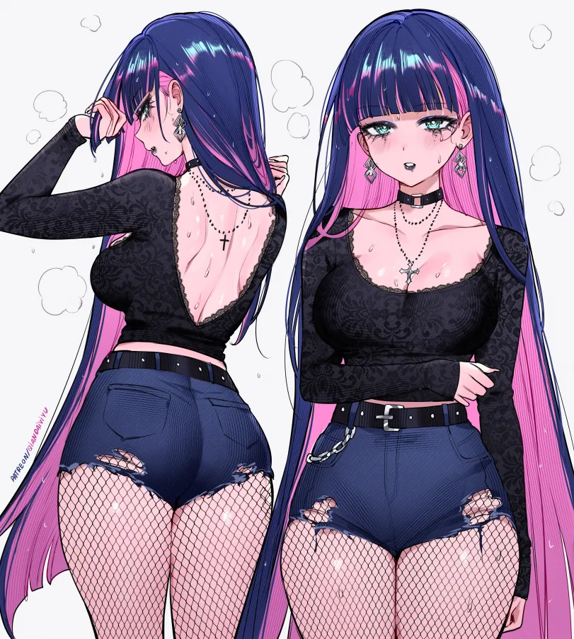 Stocking (panty &amp; stocking with garterbelt) by qiandaiyiyu. Anime, art girl, goth girl, panty &amp; stocking with garterbelt, Psg, Stocking