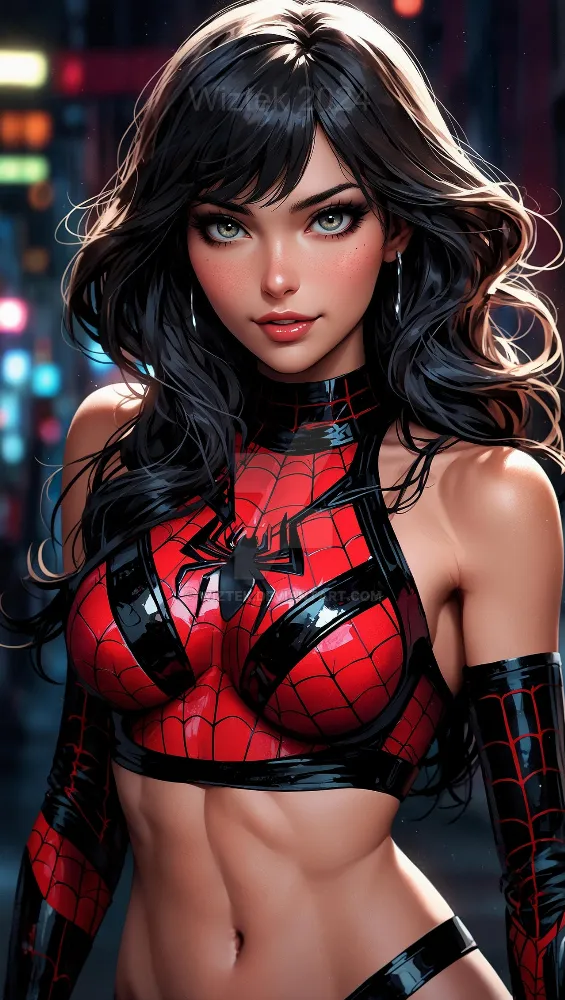 AI spider girl by WizTek. adoptables, AI, aiartcommunity, aiartwork, aicommunity, aigenerated, cartoon, characterdesign, conceptart, cosplay, dalle3, design, digitalart, exclusives, fanart, fantasy, fantasyart, illustration, jessicadrewfanart, jessicadrewspiderwoman, marvelcomics, marvelsuperhero, neuralart, portrait, spider girl, spidergirl, Spiderwoman