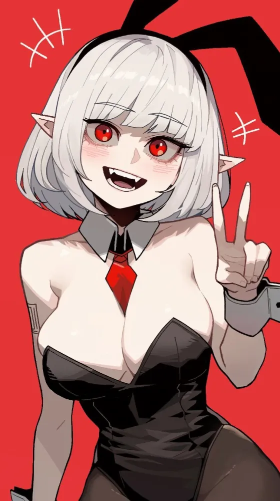 Vampire girl by Insact. Animal Ears, Anime Ears, bunny girl, Bunnysuit, elf, elf girl, elfgirl, fantasy, Fantasy race, vampire girl, vampiress