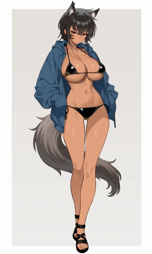 Fox girl by Takunomi. Animal Ears, Anime, Anime Ears, Anime Ero, Anime Ero Swim, AO, bikini, fox girl, foxgirl, swimsuit