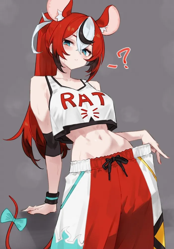 Hakos Baelz (virtual youtuber) by Bluefield. Animal Ears, Anime Ears, Hakos Baelz, hololive, mouse girl, virtual youtuber, vtuber