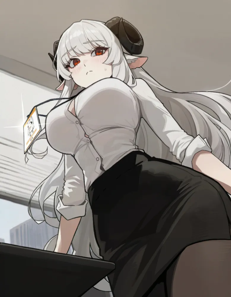 Goat girl by Insact. art girl, goat girl, monster girl, office girl, office lady