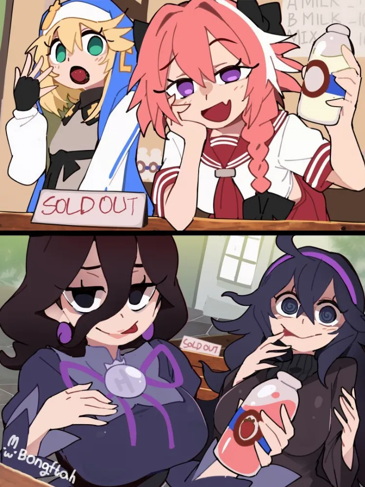 Astolfo, Bridget, Hex Maniac by BongF. Anime, Astolfo, bongfill, bongftah, Bridget, fate, fate/apocrypha, Guilty Gear, Hex Maniac, pokemon, Pokemon Characters, Pokemon trainers