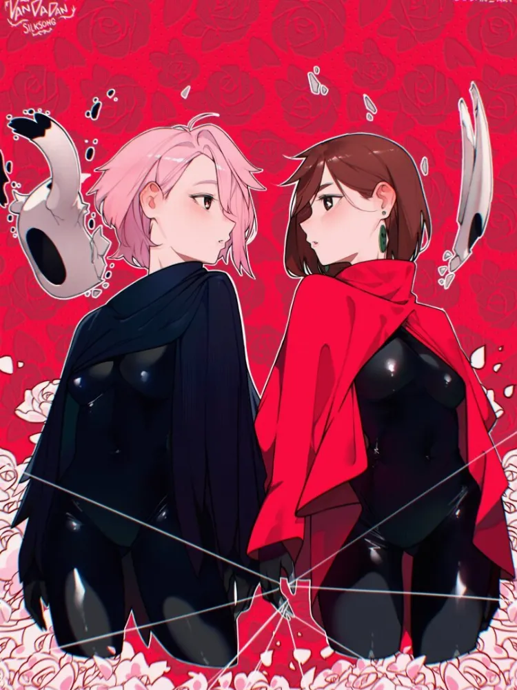 Ayase Momo, Shiratori Aira (dandadan) by cesar art456. Anime, Ayase Momo, crossdress, dandadan, hk, hollow knight, Hornet, Shiratori Aira, Shoujo Ai, silksong, the knight