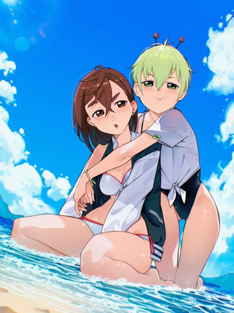 Ayase Momo, Vamola (dandadan) by cesar art456. Anime, Ayase Momo, dandadan, swimsuit, Vamola