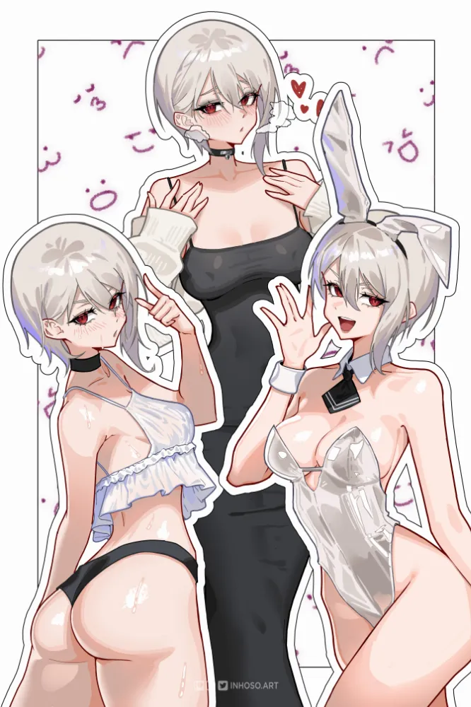 Mito Ikumi, Nakiri Alice, Nakiri Erina (Shokugeki No Soma) by inhoso. Animal Ears, Anime, Anime Ears, Anime Ero, Anime Ero Ass, Anime Ero Pantsu, bunny girl, Bunnysuit, Mito Ikumi, Nakiri Alice, Nakiri Erina, Shokugeki No Soma